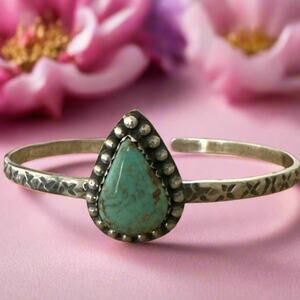 Natural Blue/Green Turquoise southwestern tough bracelet .925 Sterling